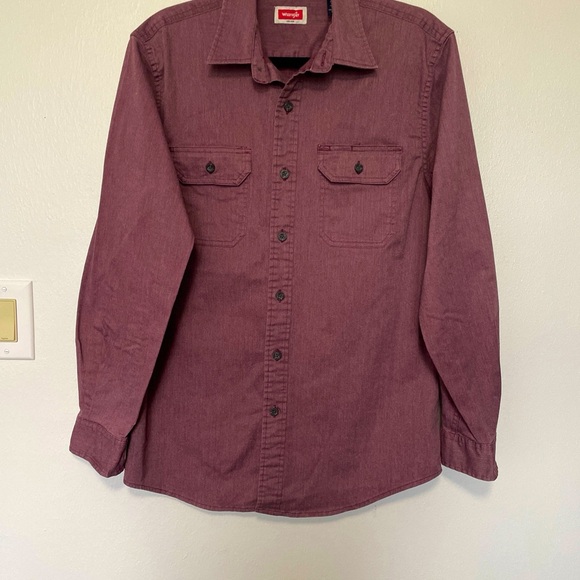 WRANGLER SHIRT SHACKET LONG SLEEVES MED TWO CHEST POCKETS WINE COLOR FOR FALL - Picture 2 of 8